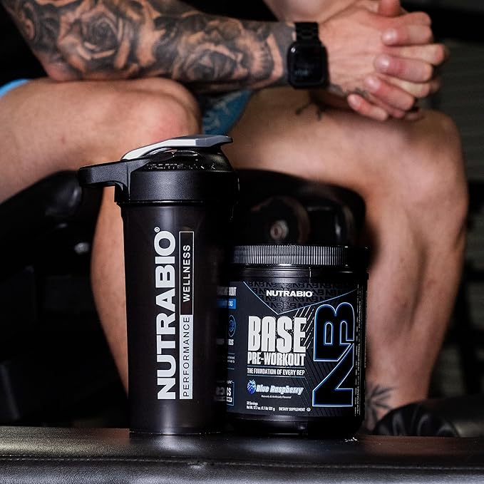 NutraBio Base Pre-Workout Powder 200mg Caffeine, Sustained Energy, Focus, Endurance, Pump, Sugar Free, Clean Preworkout for Men and Women - Beta Alanine, L-Tyrosine, 30 Servings - Blue Raspberry