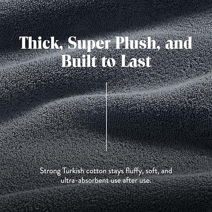 Brooklinen Super-Plush Turkish Cotton Bath Sheets Set of 2 Cotton, 820 GSM, Highly Absorbent, Machine Washable, Perfect for Home & Bathroom (40" x 65", Slate Grey)
