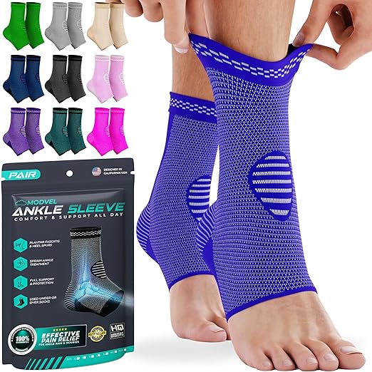 Modvel Foot & Ankle Brace Socks for Sprained Ankle Compression Sleeve - Plantar Fasciitis Relief Brace, Foot Support for pain Women & Men - Tendonitis & Arthritis Feet Sleeve, Stabilizing Ankles Wrap