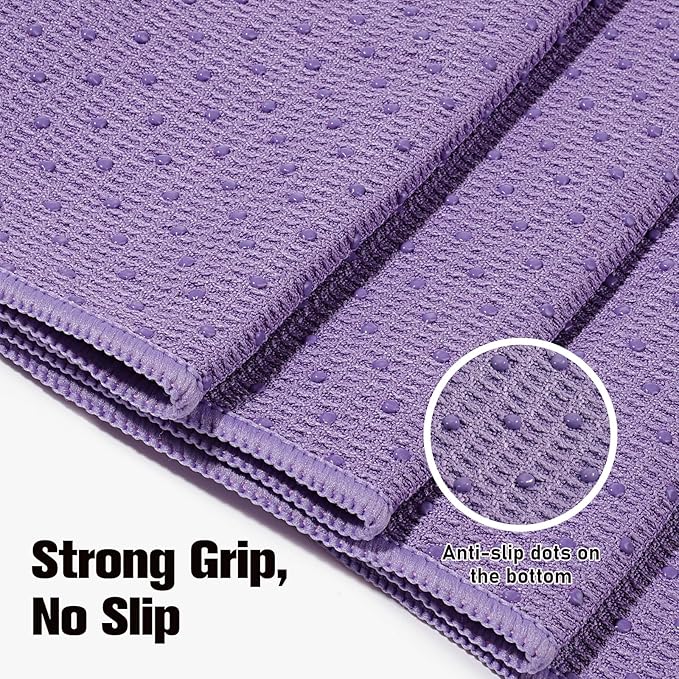 MoKo Hot Yoga Towel, Non-Slip Yoga Mat Towel with Grip Dots, 74.4"×27.3" Yoga Mat Cover for Pilates, Fitness, Meditation
