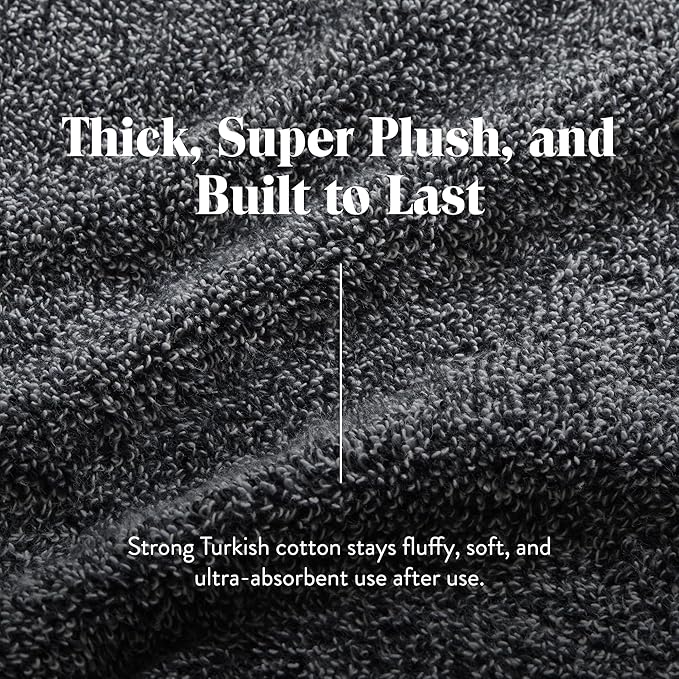 Brooklinen Super-Plush Turkish Cotton Washcloths Set of 2 Cotton, 820 GSM, Highly Absorbent, Machine Washable, Perfect for Home & Bathroom (13" x 13", Marlled Black)