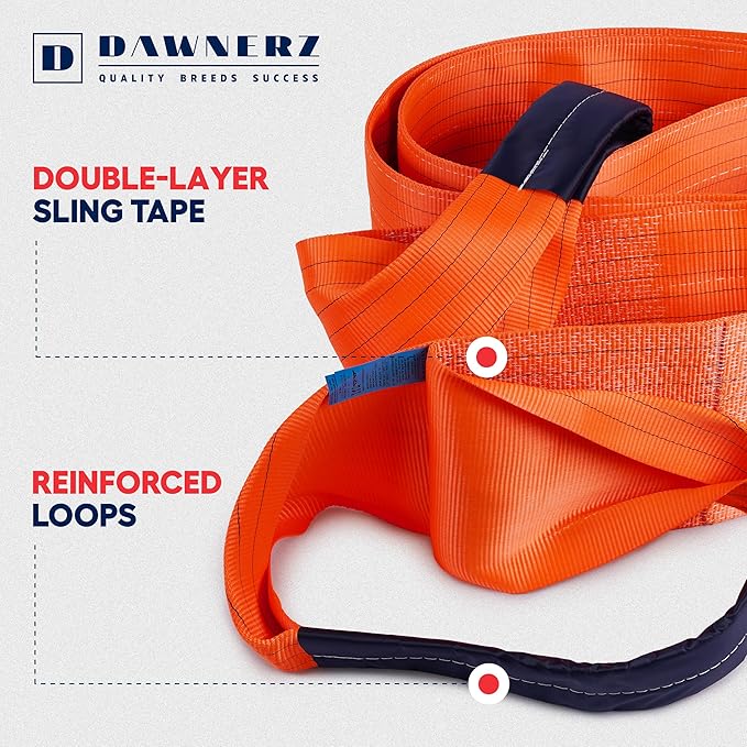 Heavy Duty Industrial Lifting Strap 22000 Lbs Vertical WLL 20ft - Eye and Eye Flat Polyester Web Lifting Sling (11.8" x 20')