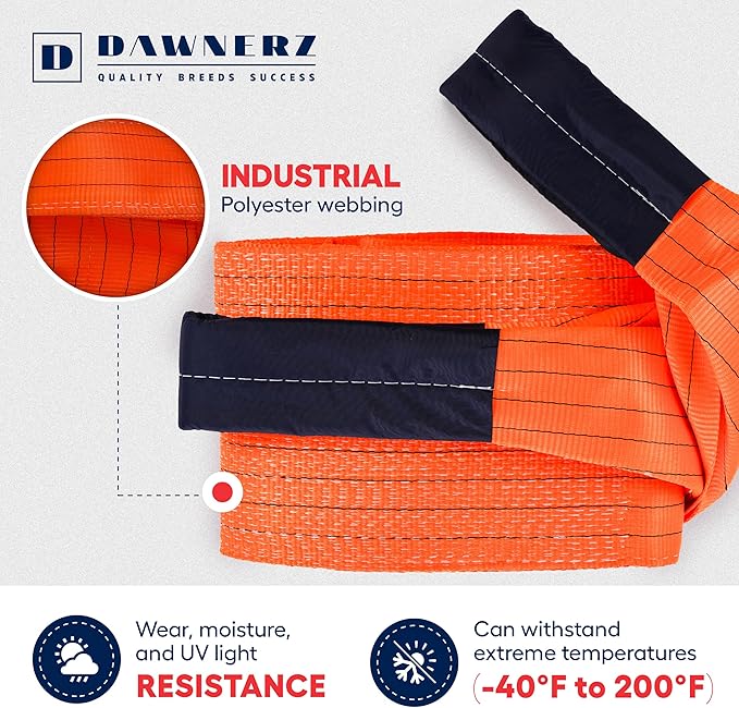 Heavy Duty Industrial Lifting Strap 22000 Lbs Vertical WLL 20ft - Eye and Eye Flat Polyester Web Lifting Sling (11.8" x 20')
