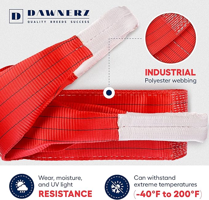 Heavy Duty Equipment Lifting Strap 11000 lbs Vertical WLL 16 ft - Polyester Lifting Sling for Hoist, Crane, Boat (5.9" x 16')