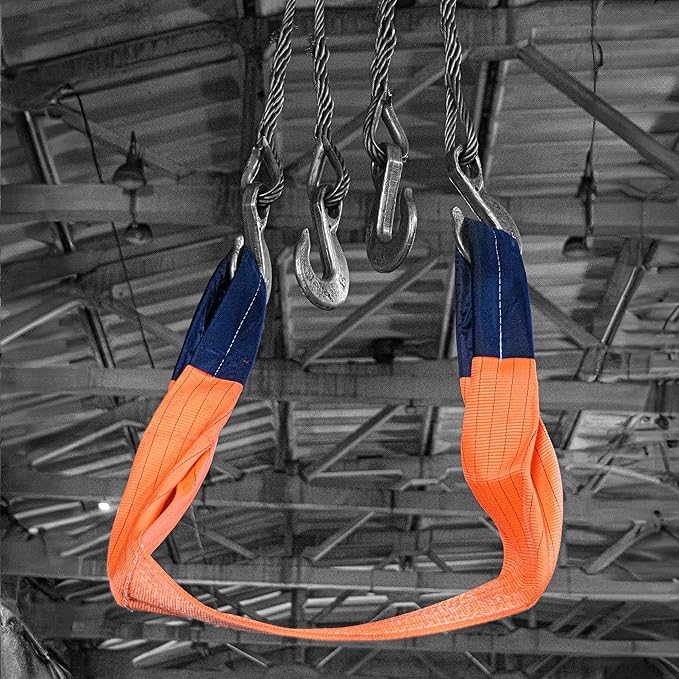 Heavy Duty Industrial Lifting Strap 22000 Lbs Vertical WLL 20ft - Eye and Eye Flat Polyester Web Lifting Sling (11.8" x 20')